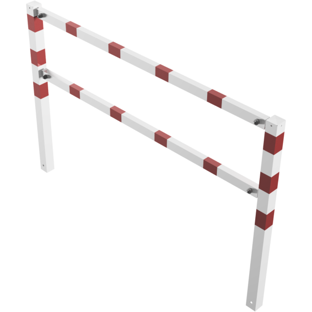 Stationary access barriers | for bolting on site | with top and quarter-bent bar | hot-dip galvanized and white coatedwith red reflecting stripes | total width: 2000 mm